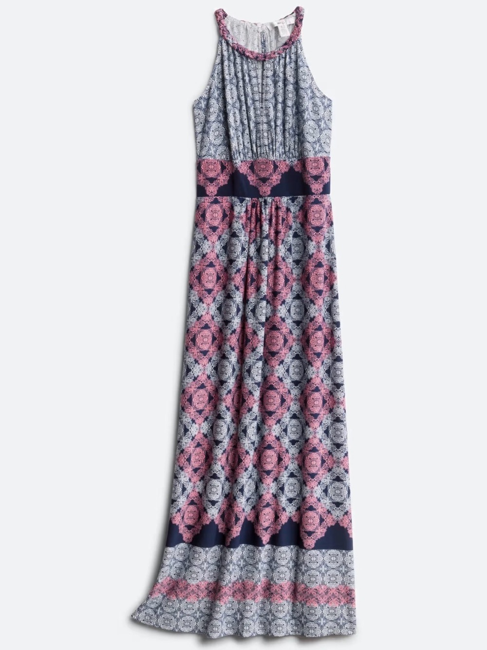 Maggy London - Navy and Pink Comet Knit Maxi Dress